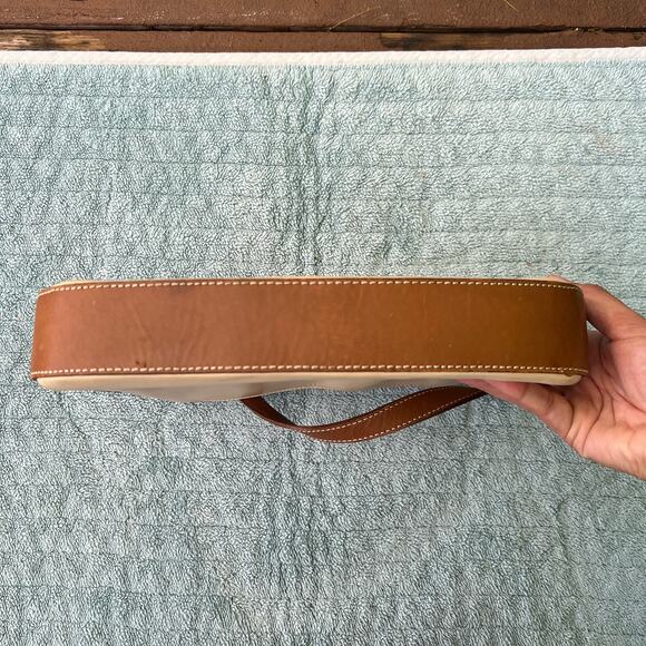 J.Crew Vintage Tan Leather Shoulder Bag Beige & Brown Contrast Stitch Purse - Picture 4 of 11
